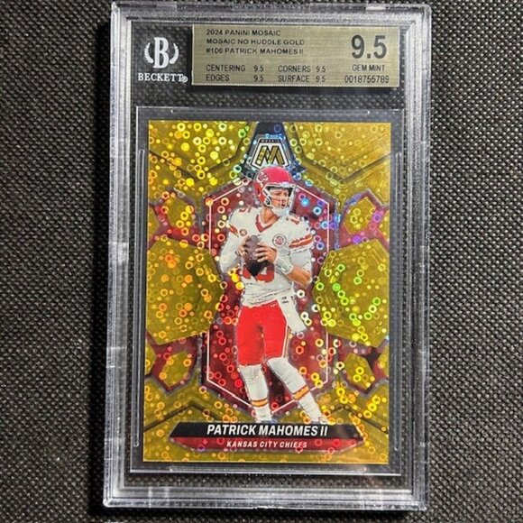 Patrick Mahomes /10 2024 Mosaic Gold Disco Prizim No Huddle SSP BGS 9.5 True Gem - Picture 1 of 4
